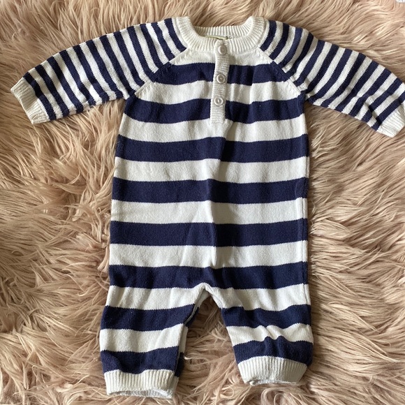 Boys Striped Sweat Romper 3m - Picture 1 of 2